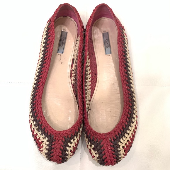 PRADA Woven Leather Flats Sz 40.5 - Picture 2 of 5